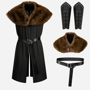 Robe de chevalier médiéval Renaissance pour homme, tenue de Viking, tunique de guerrier LARP, ensemble d'accessoires de costume d'Halloween - Product Image 1