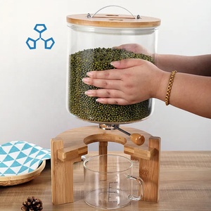 Cao Borosilicate 5L 7.5L tùy chỉnh nhà bếp sử dụng khói grey thủy tinh trong suốt container thực phẩm tươi mát Bảo Quản Nắp tre - Product Image 4