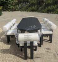 Ensemble de salle à manger en fonte d'aluminium Table et chaise de salle à manger d'extérieur Tabouret de bar en rotin Mélange de matériaux Mobilier d'extérieur