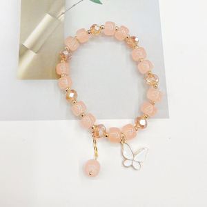 Pulsera de Cristal con Dijes de Mariposa para Niñas Estudiantes, Exquisita y Dulce, con Gemas de Cristal en Color Verde y Rosa - Product Image 5