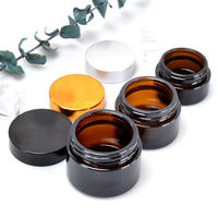Contenant Cosmétique Rond de Luxe Premium Rechargeable Vide Mini Pot en Verre Ambré 5g 10ml et Boîte