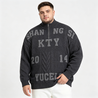 Pull-over col montant gris en maille torsadée pour homme, manches longues, hiver, 100 % acrylique, anti-boulochage, broderie chenille lettres, OEM