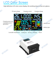 Contrôleur de charge solaire MPPT haute efficacité MYAMi 30A 60A 100A réglable 12V 24V 48V avec écran LCD couleur pour batterie LifePo4/GEL