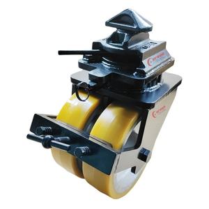 Roues pivotantes doubles pour conteneurs ISO, 10 pouces, noyau en fer, polyuréthane, bande de roulement métallique, freins, acier rigide - Product Image 1