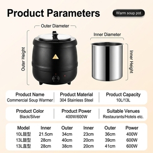 หม้ออุ่นอาหารไฟฟ้าสแตนเลส XINGWANG ขนาด 10 ลิตร สำหรับ<span class=keywords><strong>บุฟเฟ่ต์</strong></span> ซุป และโจ๊ก รักษาความร้อนได้นาน - Product Image 2