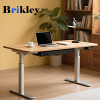 Escritorio Eléctrico Inteligente Moderno Brikley para Hogar/Oficina, Mesa con Altura Ajustable, Superficie HPL, Cajón, Puertos USB, Cargador Inalámbrico, Escritorio con Dispensador de Agua