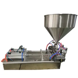 Semi-auto Double-head Paste Filling Machine with hopper (pneumatic filling machine)