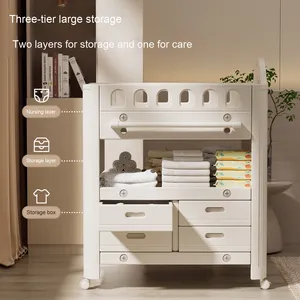<span class=keywords><strong>Table</strong></span> <span class=keywords><strong>à</strong></span> <span class=keywords><strong>langer</strong></span> multifonctionnelle portable Lit en bois de soins pour bébé lavable avec couverture tactile mobile Garantie 1 an - Product Image 3