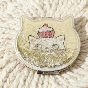 Espejo de maquillaje de <span class=keywords><strong>cabeza</strong></span> de animal personalizado. Espejo maquillaje <span class=keywords><strong>lava</strong></span> gato. Vidrio. Compacto y plegable. - Product Image 6