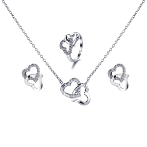 クラシック3ピース新メタルウェディングジュエリーセット3次元ノットリングタッセルイヤリングネックレス - Product Image 2