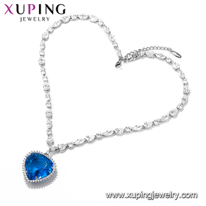 Collar de boda con diamantes de cristal azul Corazón <span class=keywords><strong>del</strong></span> océano, joyería de lujo, diseño de moda, A00915422 - Product Image 6