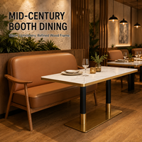 Banc de luxe avec revêtement en cuir pour restaurant, ensemble de banquettes de style mid-century pour café et hôtel