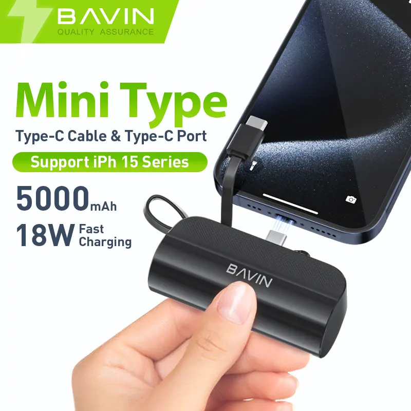 BAVIN 도매 우수한 PC012 프로 5000mah 휴대 전화 미니 소형 휴대용 C 전원 은행