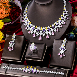 T312a saudi mới hợp thời trang màu hồng đa UAE Wedding party Jewelry sets đối với phụ nữ Bridal Dance Jewelry với Zircon CZ Đồng Dubai - Product Image 3