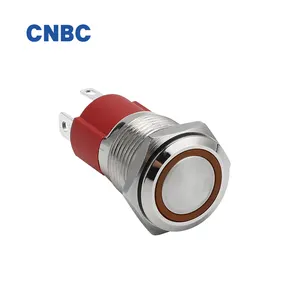 High Current 10A 16mm IP67 Waterproof Momentary Self-locking 1NO Ring Led Stainless Steel Metal Push Button Switch With 4pins