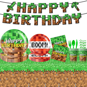 Paquete a Granel de Artículos para Fiestas Temáticas de Videojuegos de Dibujos Animados para Niños, Vasos y Platos de Papel Decorativos para Cumpleaños de Niños y Eventos Grupales - Product Image 6