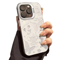 Coque de téléphone PC antichoc So Cool Butterfly Matte Silver Festoons pour iPhone 7 8 X Xr Xs 11 12 13 14 15 16 17 18 Pro Max