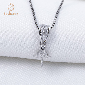 Commercio all'ingrosso 925 gioielli in argento sterling personalizzato delle donne di cerimonia nuziale di zircon della perla della collana pendent - Product Image 2