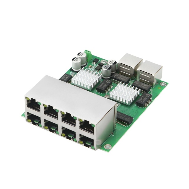 Industrial Grade 10-Port Full Gigabit Network Switch Motherboard Embedded 8+2 Ethernet Communication Module POE PCBA Board LXC