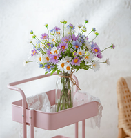Fleur artificielle multi-têtes de style INS, chrysanthème sauvage, fabricant de fleurs artificielles, décoration d'intérieur, centre de table de mariage transfrontalier