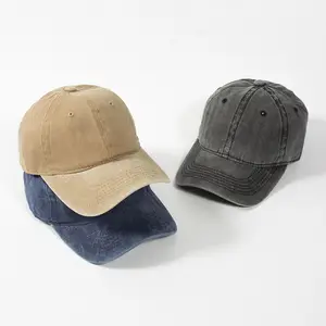 Hot sale causal unisex plain cotton 6 panel twill washed sport hats baseball cap