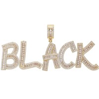 Vente en gros Collier Initial Personnalisé avec Chaîne à Maillons Baguette Lettre Charme Personnalisé Rappeur Bijoux pour Cadeau