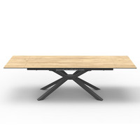 Ensemble de tables à manger extensibles en céramique marbrée Inol de 12 mm avec 12 places, fabriquées avec des pieds en métal et un plateau en pierre frittée