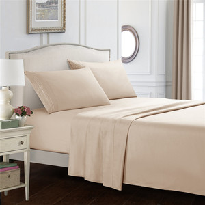 Microfiber Queen Size Bed Sheets Set Factory Sale Beige Fitted Sheets <strong>Royal</strong> <strong>Blue</strong> Flat <strong>Beddings</strong> Simple Style for Home Use Hotels - Product Image 2