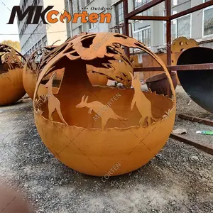 Corten Steel Fireball Hochwertiges Plant Metal Sphere Fire Kangaroo