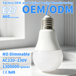 Bombilla LED A60 E27 AC220V Sin Función de Atenuación, Pantalla de PC + Copa de Aluminio Recubierta de Plástico, Índice de Reproducción Cromática Ra80 - Product Image 1