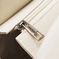 Tas Tote Kanvas Katun Unisex Model Fashion Merek TC Logo Kustom Dua Pegangan Bukaan Terbuka Rantai Bordir Huruf