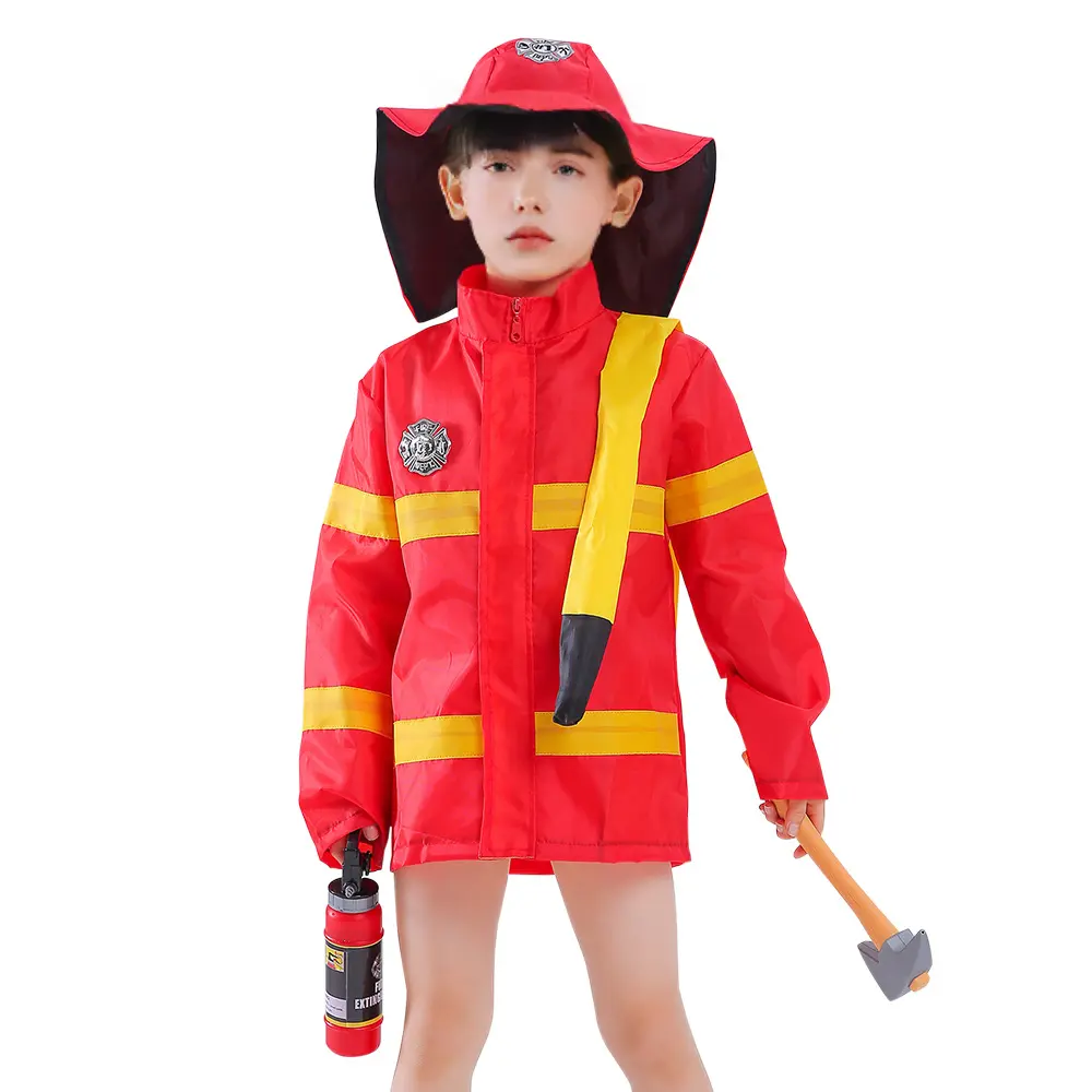 Hot Style Career Day Costumes for Kids Boys Professional Firefighters Role Play Cosplay Uniform
