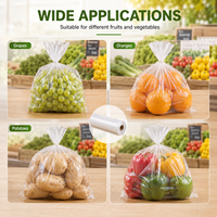 Transparante, makkelijk te openen, food grade supermarkt verpakkingen voor groenten en fruit, op maat bedrukt HDPE produce rolzakken
