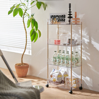 Chariot de rangement carré pliable en PET le plus vendu avec roulettes et tiroirs organisateurs 2, 3 ou 4 niveaux