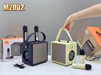 Altavoz M2002 Super Bass de Alta Calidad, Altavoz Portátil para Karaoke con 2 Micrófonos Inalámbricos para Fiestas al Aire Libre, DJ y KTV Familiar