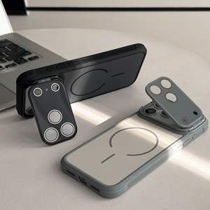 Coque de téléphone magnétique populaire avec support et protection d'objectif pour iPhone 17 16 15 14 13 12 11 Pro Max avec film de protection d'objectif - Product Image 3