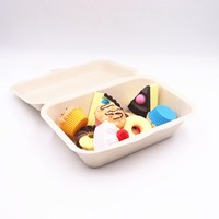 Emballage de déjeuner à emporter frites fast food conteneur biodégradable à clapet bagasse hamburger canne à sucre boîte à hamburgers