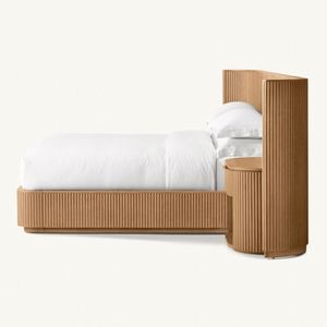 Juego de Dormitorio Moderno de Lujo en Madera Sólida, Cama King Size con Base de Madera y Mesita de Noche Abierta - Product Image 3