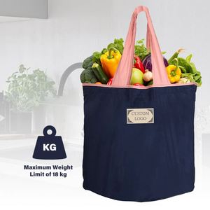 Paquete de 6 Bolsas de Compras Plegables de Color Contrastante, Logotipo Personalizado, Ligeras, Gran Capacidad, para Uso Diario en el Supermercado, Compras, Uso Casual - Product Image 4