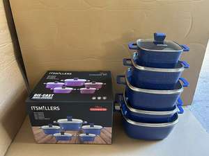 Lot de 10 casseroles carrées <span class=keywords><strong>en</strong></span> aluminium, 20/24/28/32 cm, avec faitout et poêle peu profonde 28 cm, revêtement antiadhésif effet marbre - Product Image 5