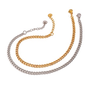 Joyería de Moda, <span class=keywords><strong>Tobillera</strong></span> Chapada en Oro de 18k para Mujer, Brazalete Geométrico Moderno de Acero Inoxidable, Ajuste Cómodo, Regalo para Bodas y Fiestas - Product Image 1