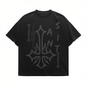 Maglietta con Grafica Croce Gotica Nera Oversize Unisex Streetwear Vintage Grunge Estetica Y2K - Product Image 2