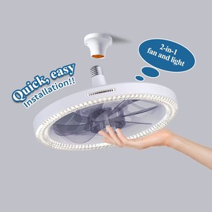 Cooling Silence E27 Light Bulb Moving Head Smart Home 360 Rotating Emitting <b>Remote</b> <b>Control</b> Modern LED Ceiling <b>Fan</b> LEC021 Ceiling - Product Image 1