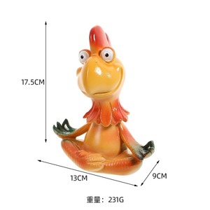 <span class=keywords><strong>Méditation</strong></span> coq ornement créatif dessin animé drôle résine artisanat bureau bureau maison cour jardin ornement - Product Image 6