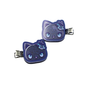 Pendentif et pince à cheveux en acrylique personnalisés, motif chat de dessin animé mignon kawaii, à paillettes - Product Image 1