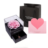 Rose éternelle INUNION avec boîte cadeau de bijoux, rose préservée pour la Saint-Valentin, la fête des mères