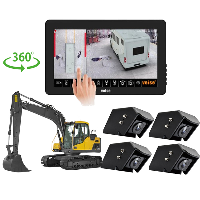 3D 360° Surround View Camera System Blind Spot Detection AI Camera Revering Camera for Rv Trailer,Excavator,Forklift