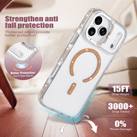 Nouvelle coque de protection magnétique antichoc en acrylique avec cadre en TPU et strass pour filles, compatible iPhone 17 Pro Max