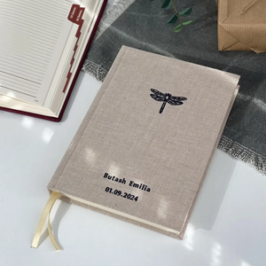 Planificateur mensuel et hebdomadaire <span class=keywords><strong>personnalisé</strong></span> en tissu de lin fait à la main A5 Agenda <span class=keywords><strong>personnalisé</strong></span> en relief Journal Carnet <span class=keywords><strong>avec</strong></span> marque-page en ruban - Product Image 1