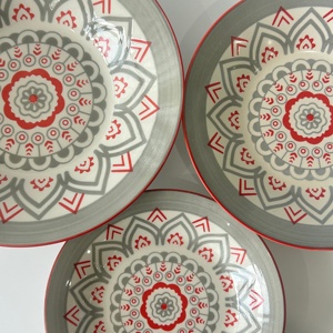 Elaborados motivos arabescos 18 piezas Pad impresión cerámica vajilla plato <span class=keywords><strong>de</strong></span> sopa conjunto para <span class=keywords><strong>6</strong></span> <span class=keywords><strong>personas</strong></span> sirve para la familia boda comedor - Product Image 2